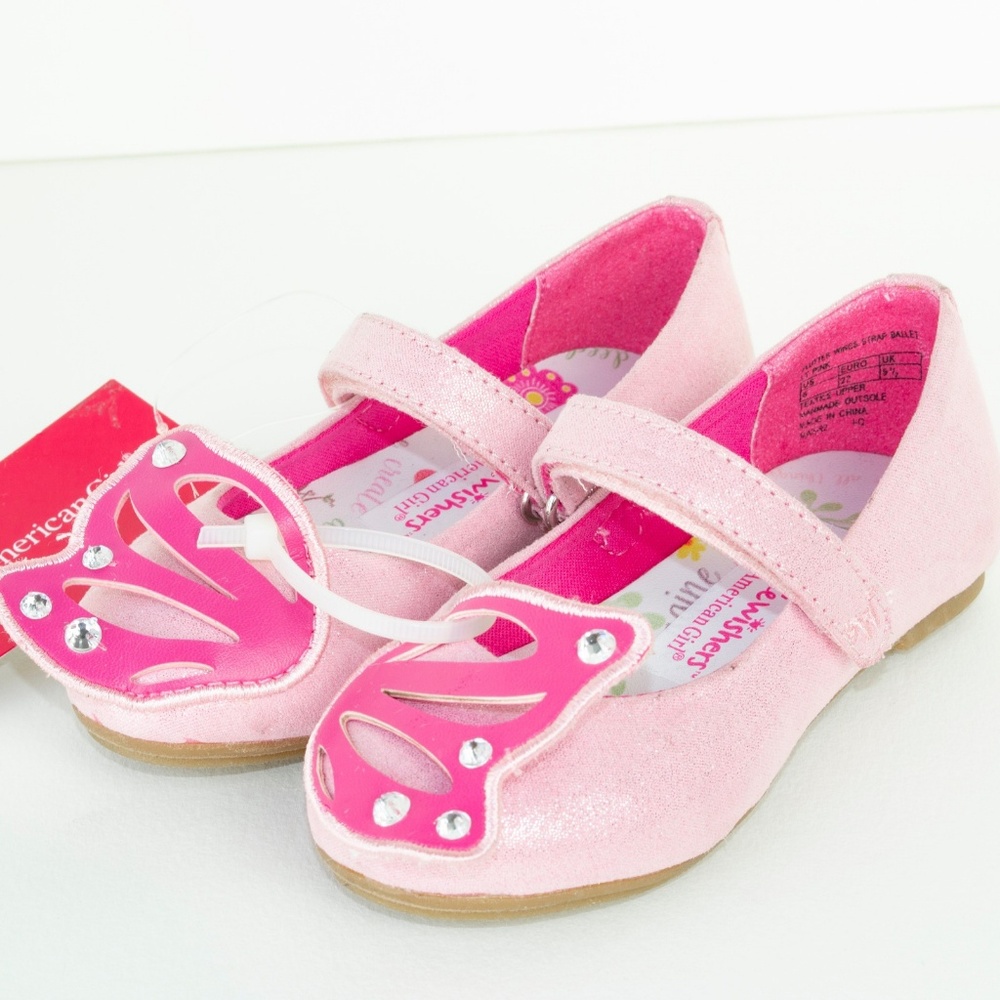 American girl pink ballet butterfly wings shoes